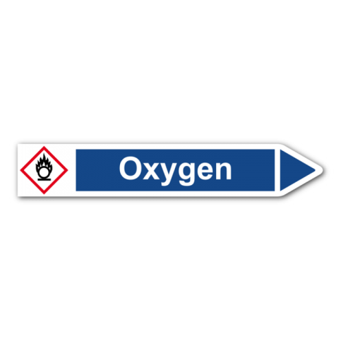 Rohrleitungskennzeichnung „Oxygen“, Etikett zum Aufkleben