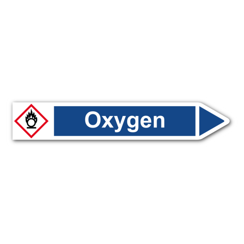 Rohrleitungskennzeichnung „Oxygen“, Etikett zum Aufkleben