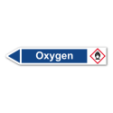 Rohrleitungskennzeichnung „Oxygen“, Etikett zum Aufkleben