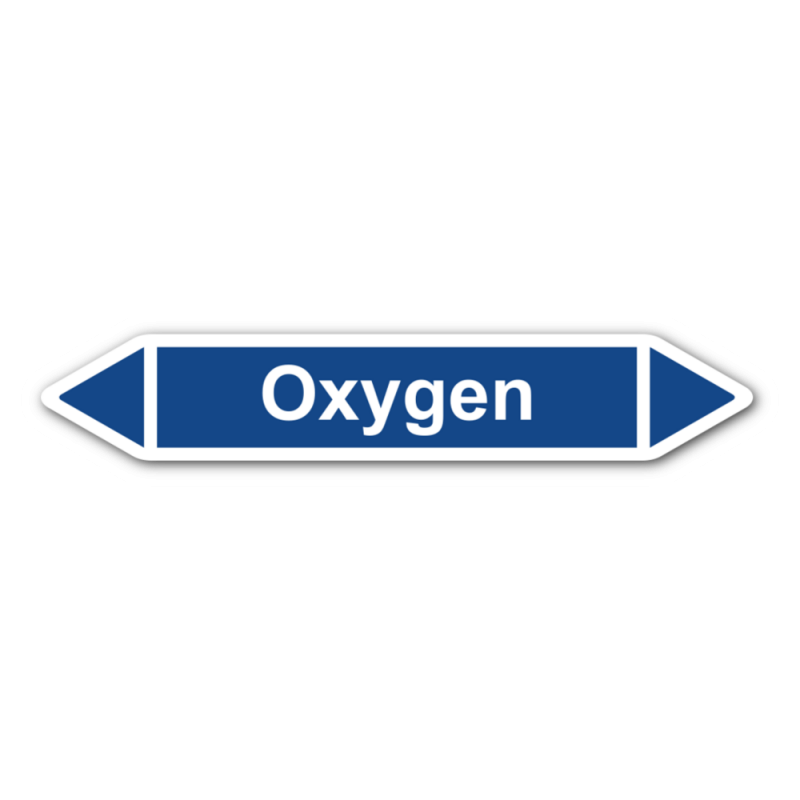 Rohrleitungskennzeichnung „Oxygen“, ohne Piktogramme, Etikett zum Aufkleben