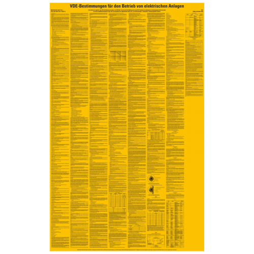 Aushang gemäß VDE-Bestimmungen für den Betrieb von elektrischen Anlagen 660 x 1000 mm gelb