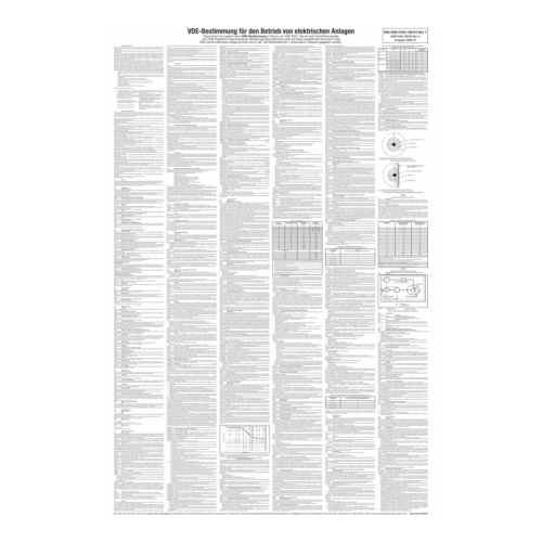 Aushang gemäß VDE-Bestimmungen für den Betrieb von elektrischen Anlagen 660 x 1000 mm weiß