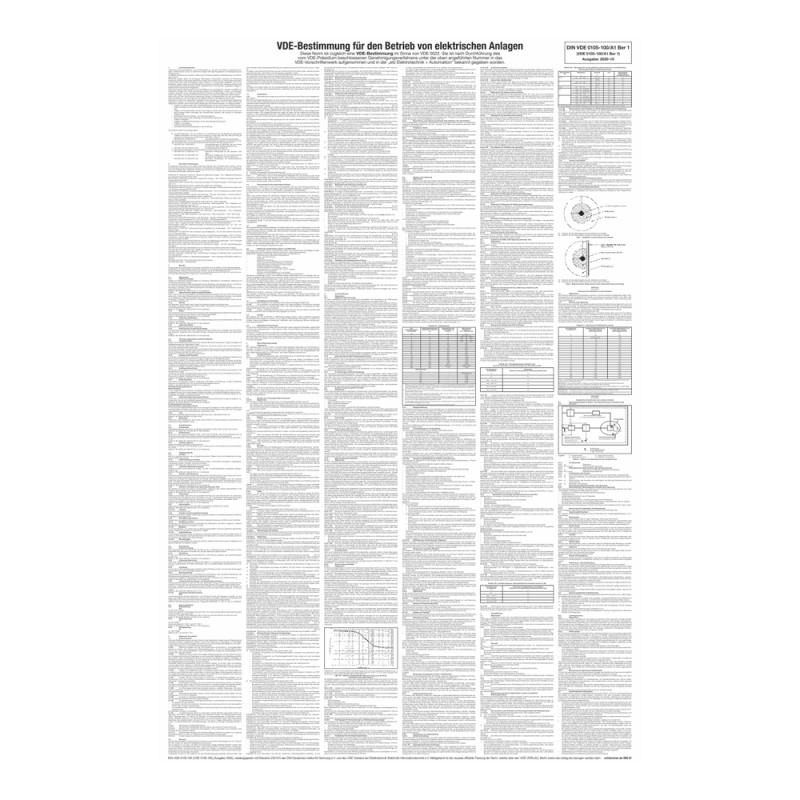 Aushang gemäß VDE-Bestimmungen für den Betrieb von elektrischen Anlagen 660 x 1000 mm weiß