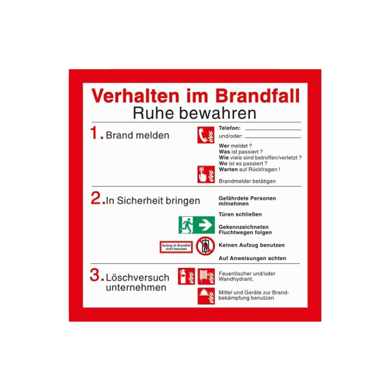 Verhalten im Brandfall (zum Selbstbeschriften)