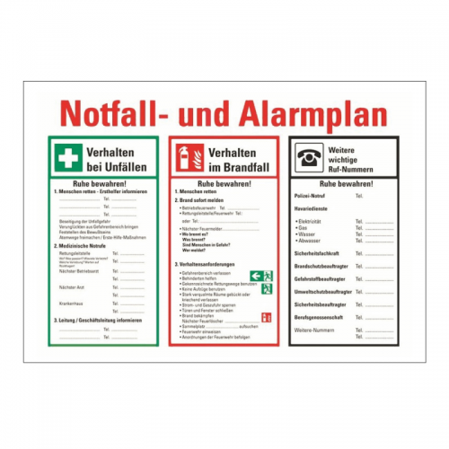 Notfall- und Alarmplan (zum Selbstbeschriften)