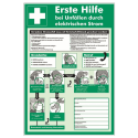 Erste Hilfe bei Unfällen durch elektrischen Strom, praxisbewährt (zum Selbstbeschriften)