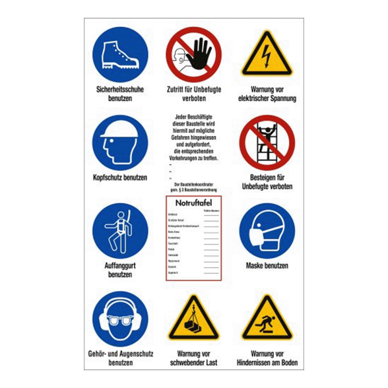 Sicherheitsschild für Baustellen 1200 x 750 mm