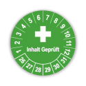 Inhalt geprüft - Prüfplaketten für Erste-Hilfe-Ausrüstungen, grün