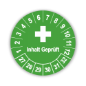 Inhalt geprüft - Prüfplaketten für Erste-Hilfe-Ausrüstungen, grün