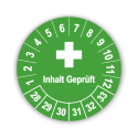 Inhalt geprüft - Prüfplaketten für Erste-Hilfe-Ausrüstungen, grün