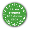 Nächster Prüftermin DGUV Information 208-016, grün