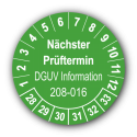 Nächster Prüftermin DGUV Information 208-016, grün
