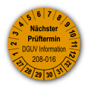 Nächster Prüftermin DGUV Information 208-016, orange