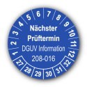Nächster Prüftermin DGUV Information 208-016, blau