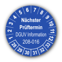 Nächster Prüftermin DGUV Information 208-016, blau