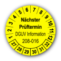 Nächster Prüftermin DGUV Information 208-016, gelb