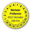 Nächster Prüftermin DGUV Information 208-016, gelb