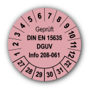 Geprüft DIN EN 15635 DGUV Info 208-061, rosa
