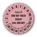Geprüft DIN EN 15635 DGUV Info 208-061, rosa