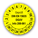Geprüft DIN EN 15635 DGUV Info 208-061, gelb