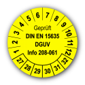 Geprüft DIN EN 15635 DGUV Info 208-061, gelb