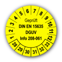 Geprüft DIN EN 15635 DGUV Info 208-061, gelb