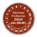 Nächster Prüftermin DGUV Information 208-061, braun