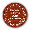 Nächster Prüftermin DGUV Information 208-061, braun