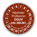 Nächster Prüftermin DGUV Information 208-061, braun