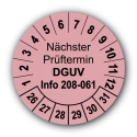 Nächster Prüftermin DGUV Information 208-061, rosa