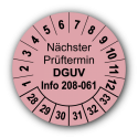 Nächster Prüftermin DGUV Information 208-061, rosa
