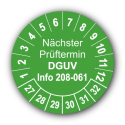Nächster Prüftermin DGUV Information 208-061, grün