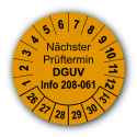 Nächster Prüftermin DGUV Information 208-061, orange