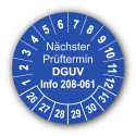 Nächster Prüftermin DGUV Information 208-061, blau