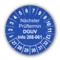 Nächster Prüftermin DGUV Information 208-061, blau