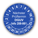 Nächster Prüftermin DGUV Information 208-061, blau