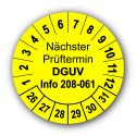 Nächster Prüftermin DGUV Information 208-061, gelb