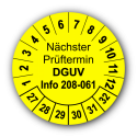 Nächster Prüftermin DGUV Information 208-061, gelb