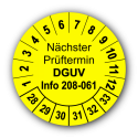 Nächster Prüftermin DGUV Information 208-061, gelb