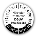 Nächster Prüftermin DGUV Information 208-061, weiß