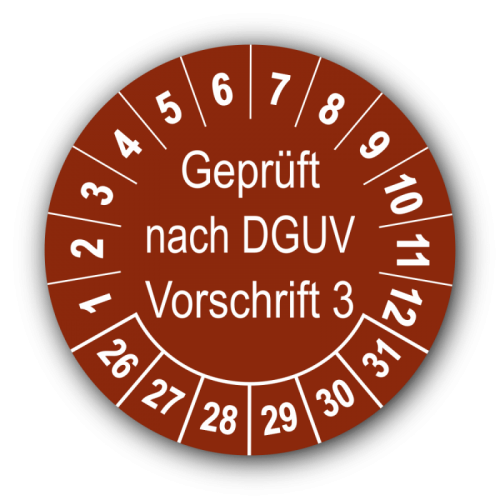 Geprüft nach DGUV Vorschrift 3, braun