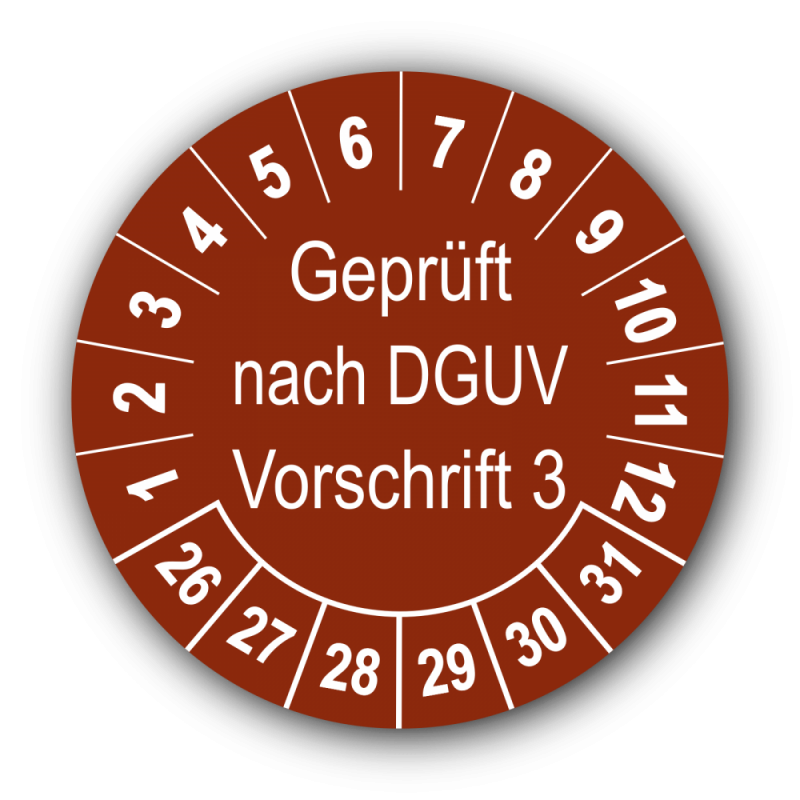 Geprüft nach DGUV Vorschrift 3, braun