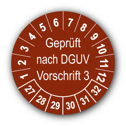 Geprüft nach DGUV Vorschrift 3, braun