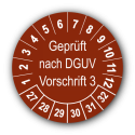 Geprüft nach DGUV Vorschrift 3, braun