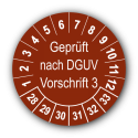 Geprüft nach DGUV Vorschrift 3, braun