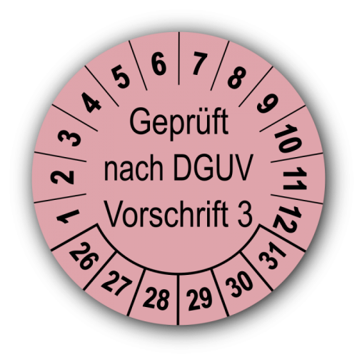 Geprüft nach DGUV Vorschrift 3, rosa