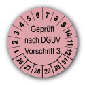 Geprüft nach DGUV Vorschrift 3, rosa