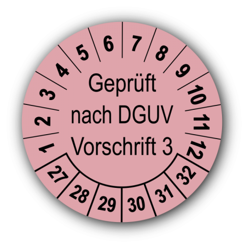 Geprüft nach DGUV Vorschrift 3, rosa