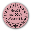 Geprüft nach DGUV Vorschrift 3, rosa