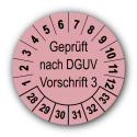 Geprüft nach DGUV Vorschrift 3, rosa